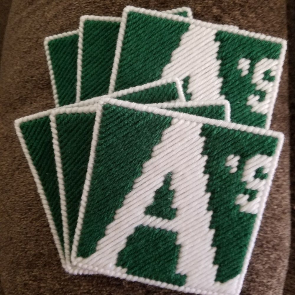 Oakland A’s MLB Team Logo Drink Coasters Set Green White Baseball Fan Gift